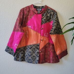 Indigo Moon Women's Colorful Patchwork Blazer size L